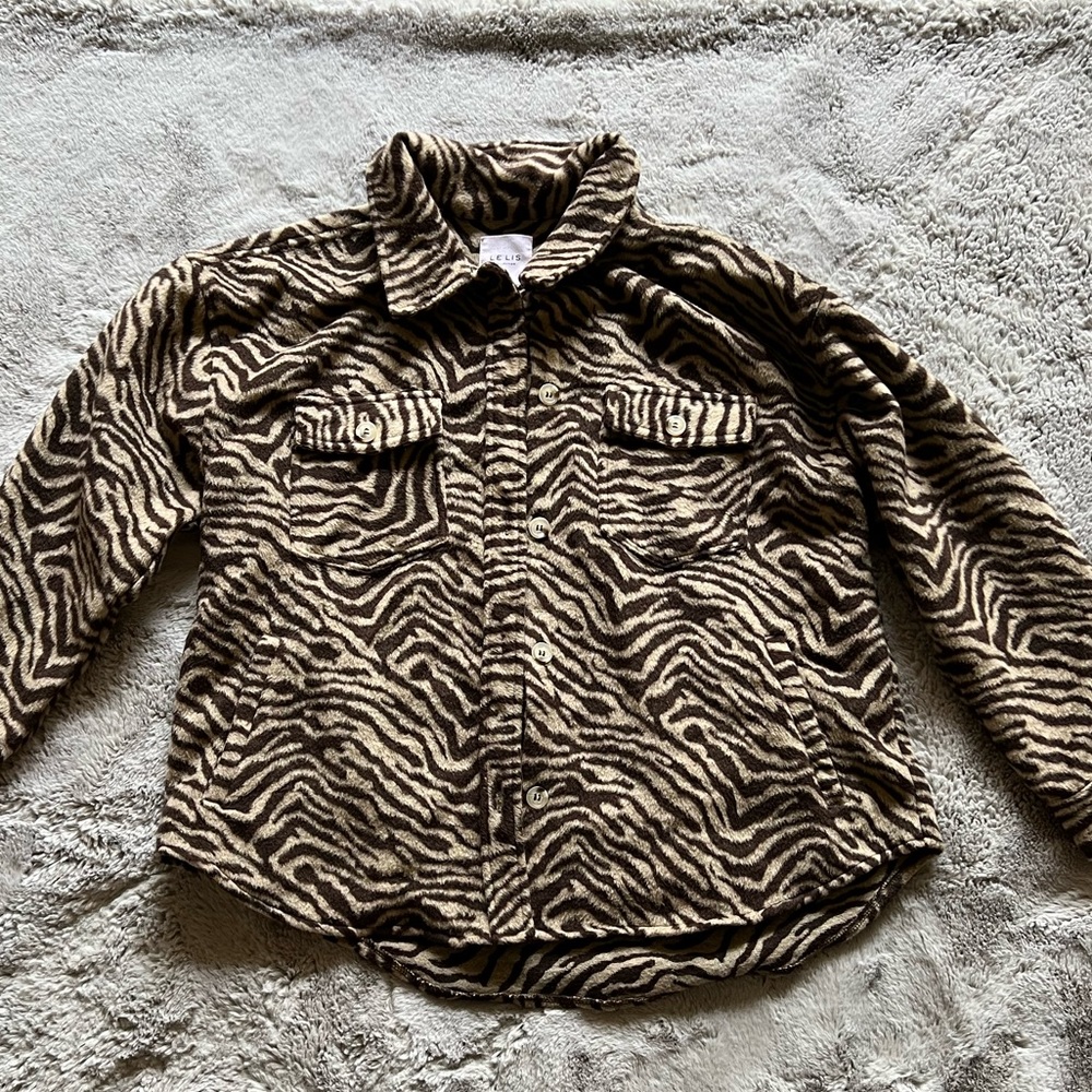 Brown and tan zebra print jacket